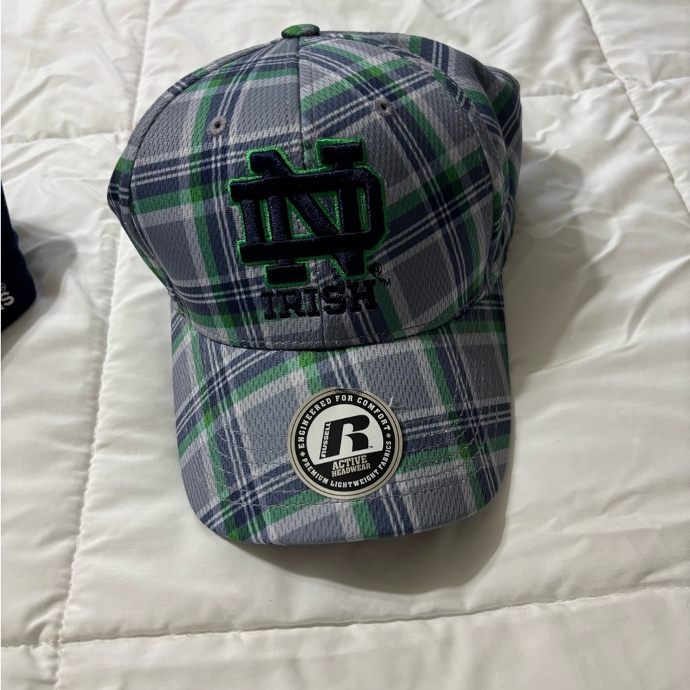 Russell Athletic Gray and Green Plaid Hat BRAND NEW NOTRE DAME HAT